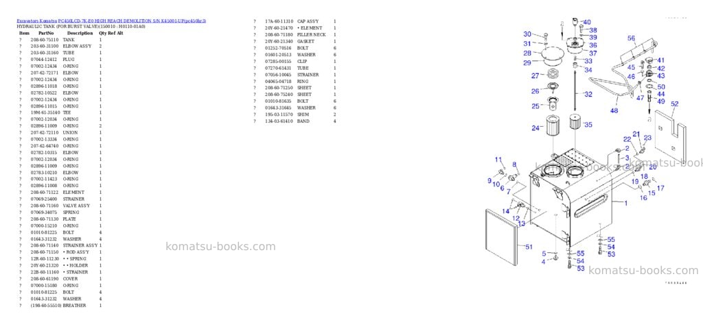 Komatsu pc450lcd-7k-e0 high reach demolition s/n k45001-up Parts catalog cover