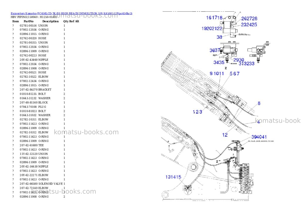 Komatsu pc450lcd-7k-e0 high reach demolition s/n k45001-up Parts catalog cover Page 4