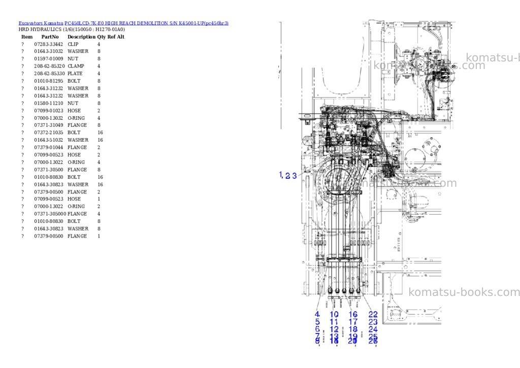 Komatsu pc450lcd-7k-e0 high reach demolition s/n k45001-up Parts catalog cover Page 5