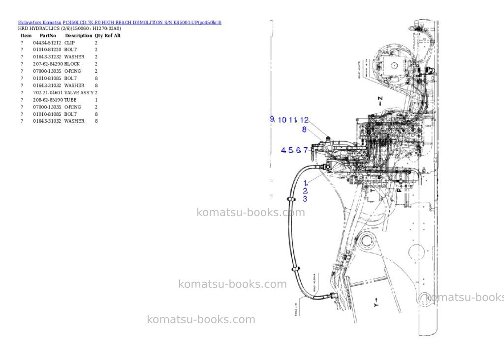 Komatsu pc450lcd-7k-e0 high reach demolition s/n k45001-up Parts catalog cover Page 6