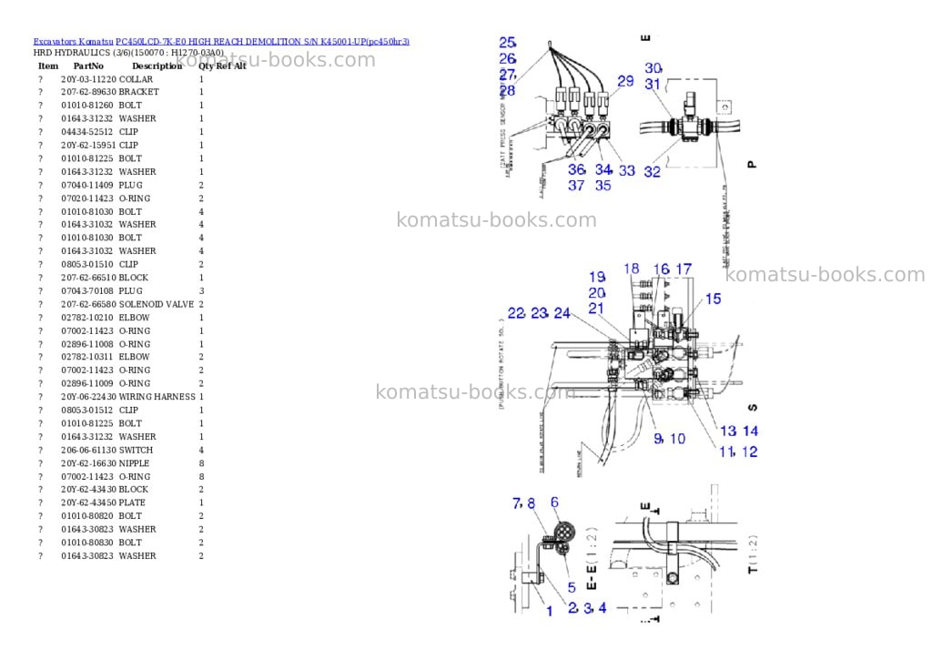 Komatsu pc450lcd-7k-e0 high reach demolition s/n k45001-up Parts catalog cover Page 7