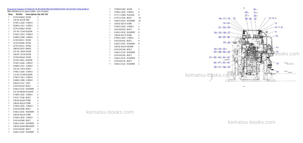 Komatsu pc450lcd-7k-e0 high reach demolition s/n k45001-up Parts catalog cover Page 8