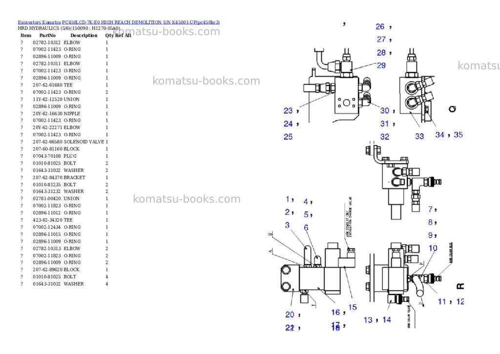 Komatsu pc450lcd-7k-e0 high reach demolition s/n k45001-up Parts catalog cover Page 9