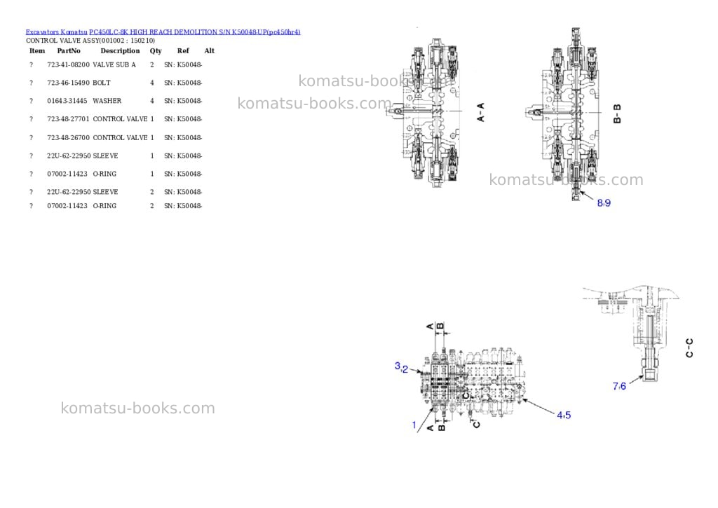 Komatsu pc450lc-8k high reach demolition s/n k50048-up Parts catalog cover Komatsu pc450lc-8k high reach demolition s/n k50048-up Parts catalog cover