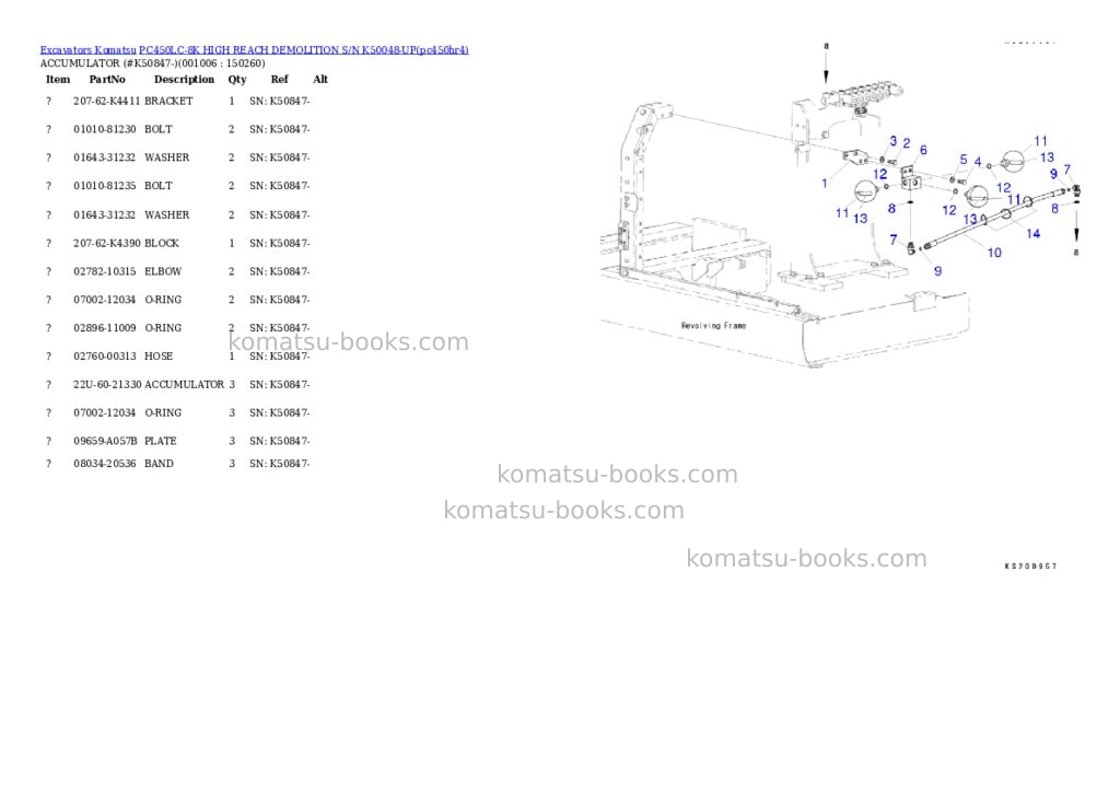 Komatsu pc450lc-8k high reach demolition s/n k50048-up Parts catalog cover Page 5 Komatsu pc450lc-8k high reach demolition s/n k50048-up Parts catalog cover Page 5