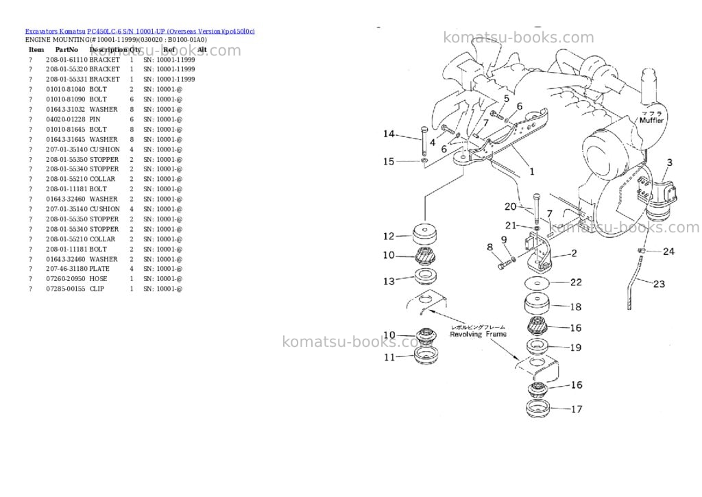 Komatsu PC450LC-6 S/N 10001-UP (Overseas Version) Parts catalog cover Komatsu PC450LC-6 S/N 10001-UP (Overseas Version) Parts catalog cover