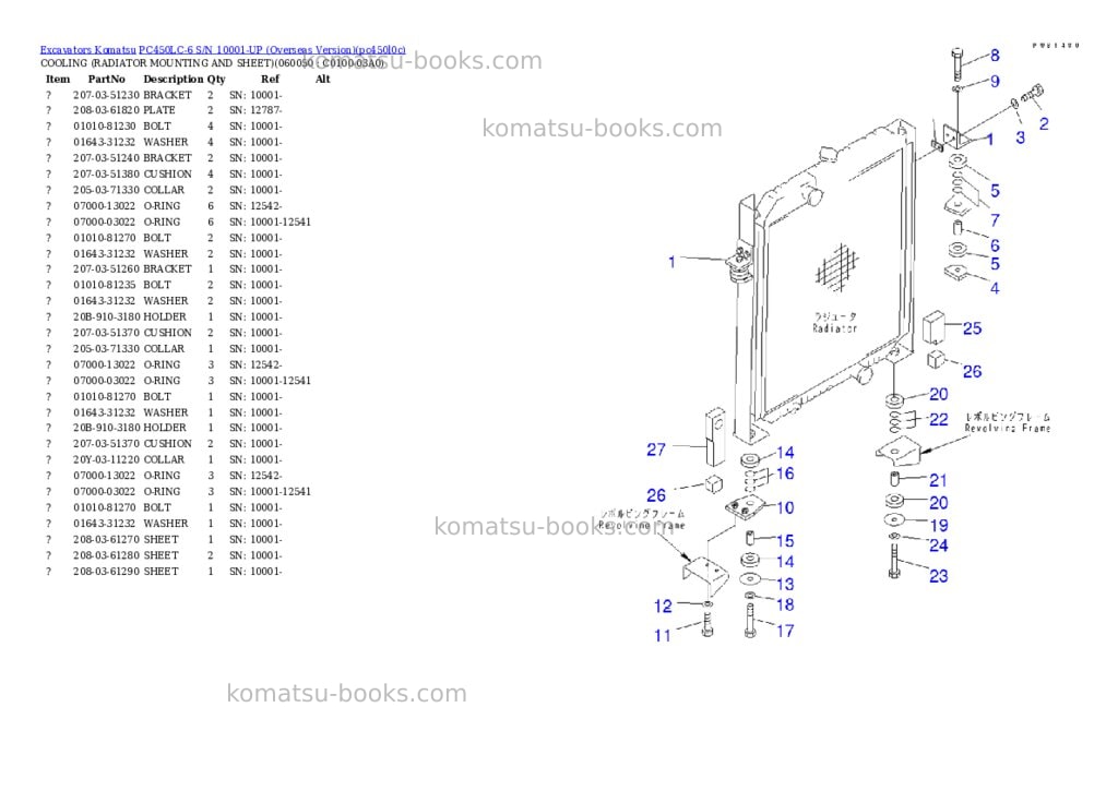 Komatsu PC450LC-6 S/N 10001-UP (Overseas Version) Parts catalog cover Page 10 Komatsu PC450LC-6 S/N 10001-UP (Overseas Version) Parts catalog cover Page 10