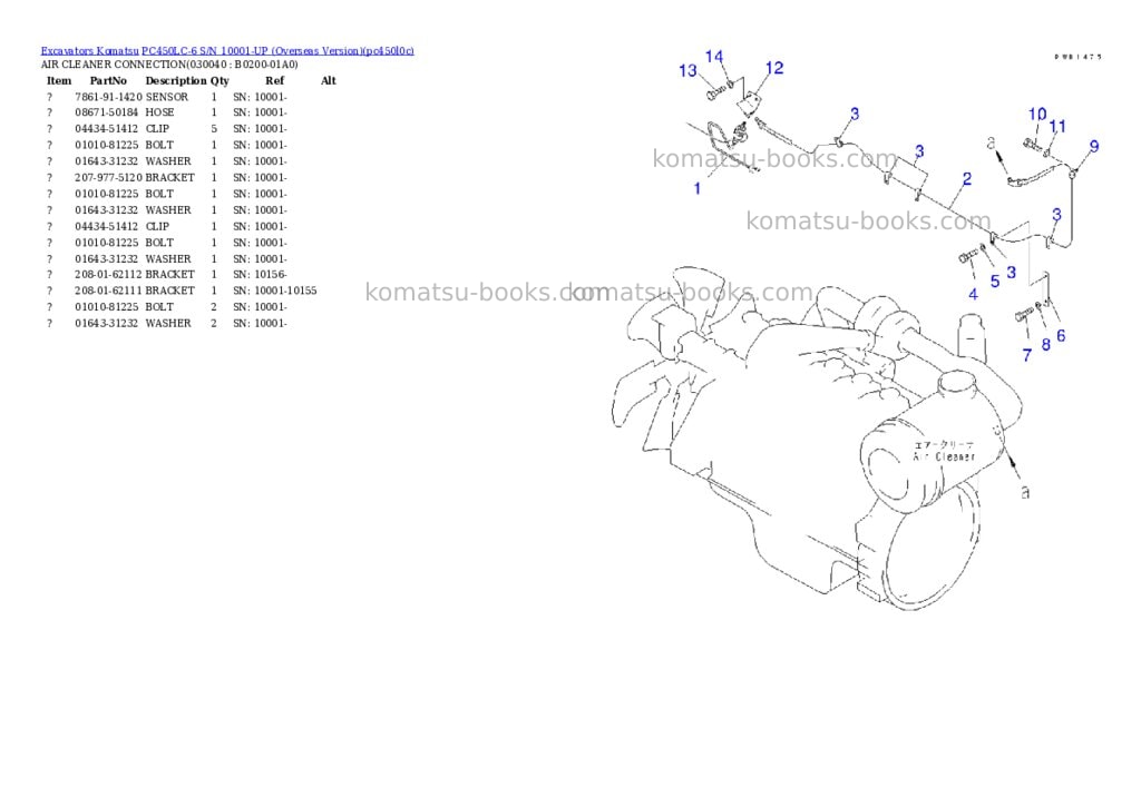 Komatsu PC450LC-6 S/N 10001-UP (Overseas Version) Parts catalog cover Page 3 Komatsu PC450LC-6 S/N 10001-UP (Overseas Version) Parts catalog cover Page 3