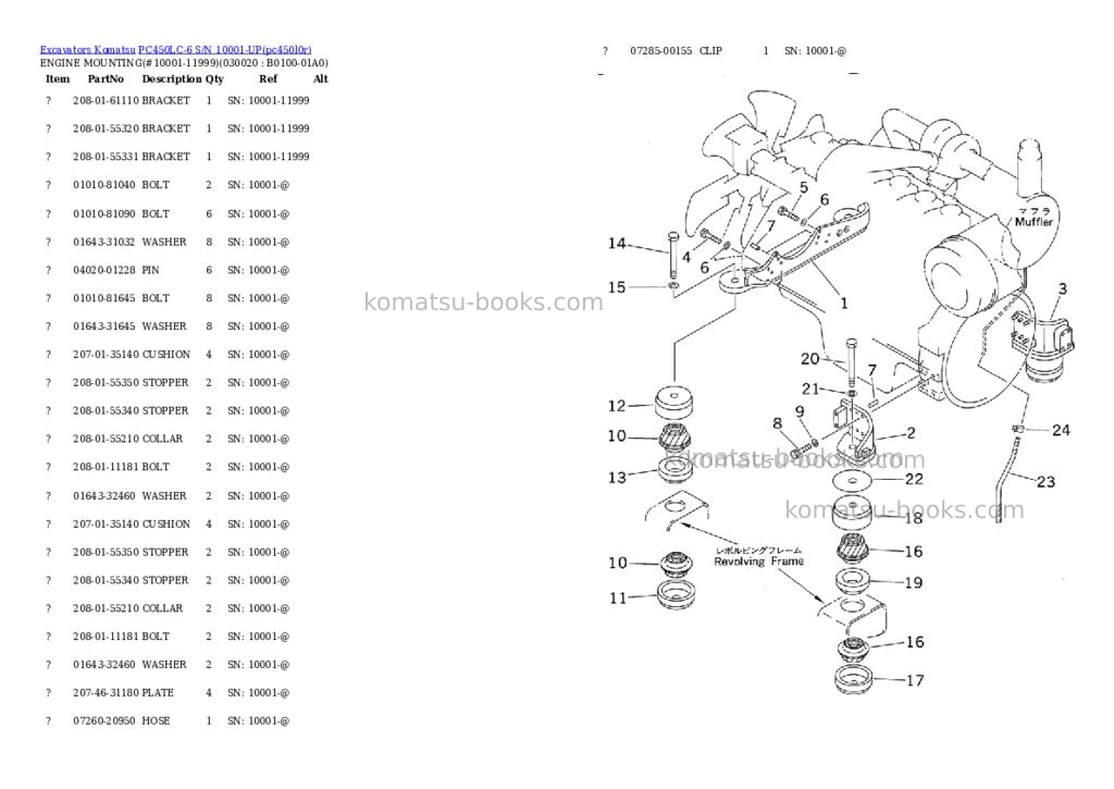 Komatsu pc450lc-6 s/n 10001-up Parts catalog cover Komatsu pc450lc-6 s/n 10001-up Parts catalog cover