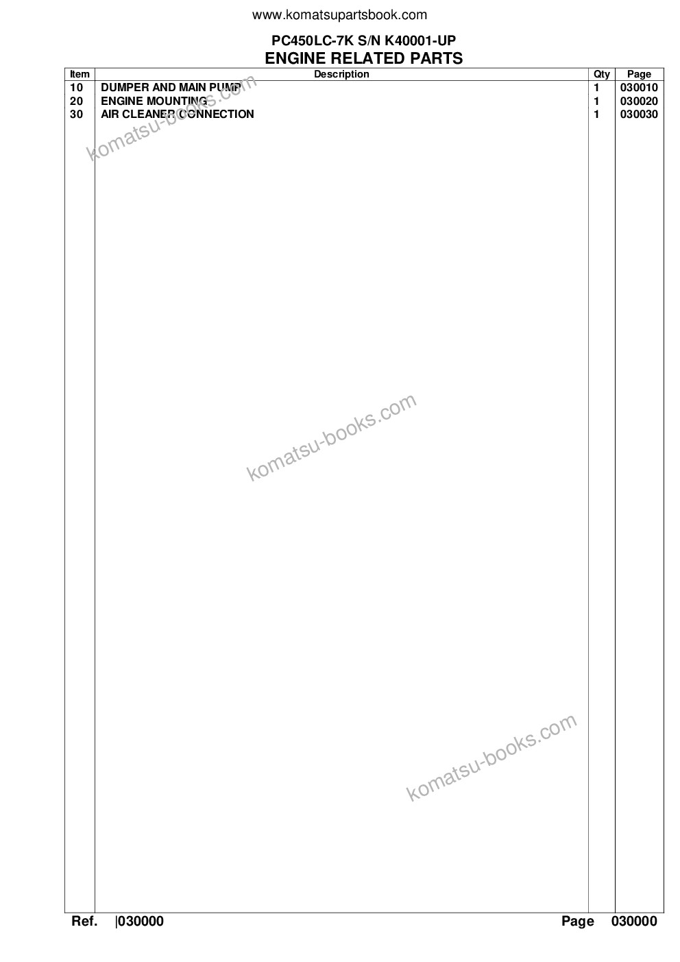 Komatsu pc450lc-7k s/n k40001-up Parts catalog cover Page 2 Komatsu pc450lc-7k s/n k40001-up Parts catalog cover Page 2