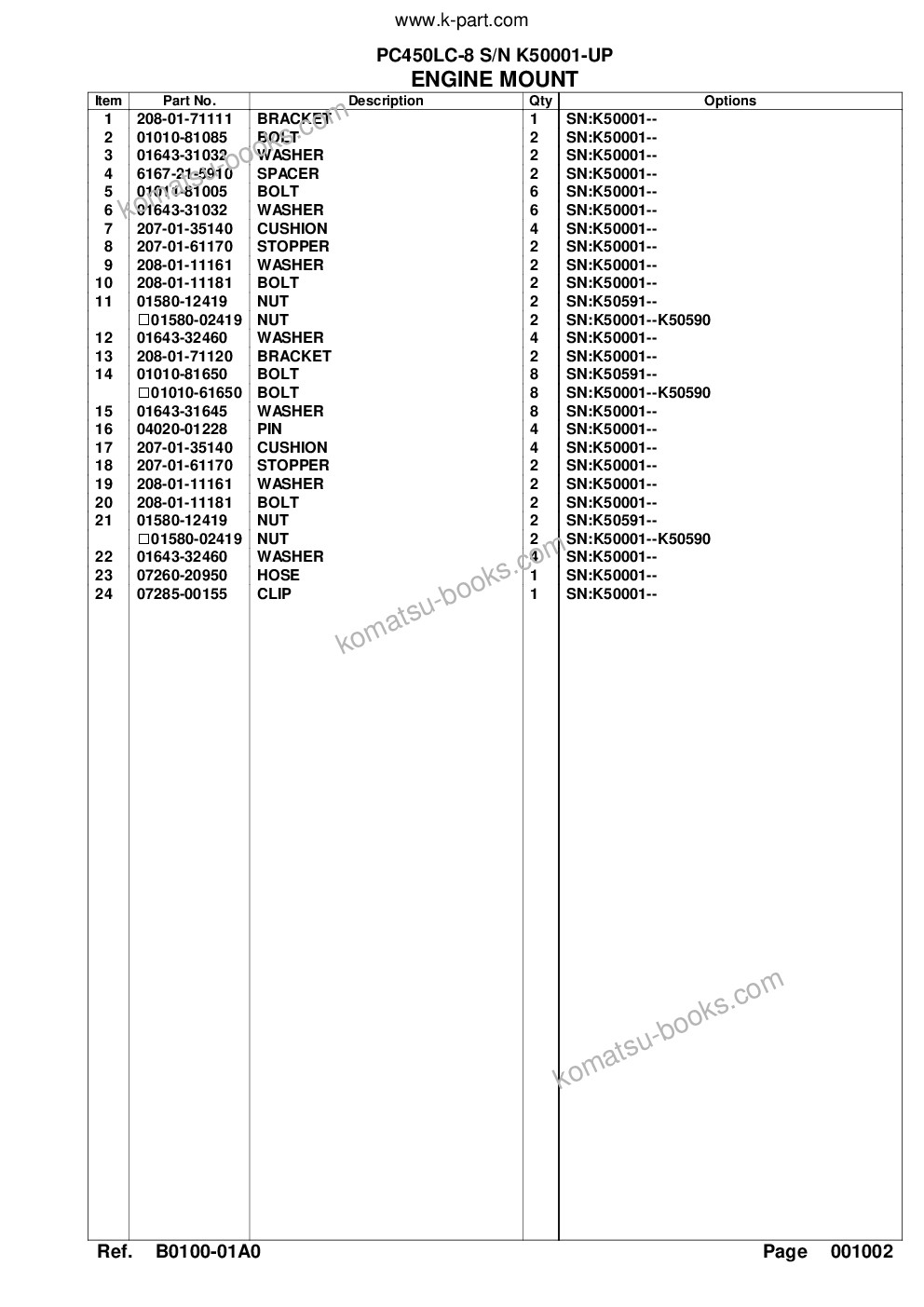 Komatsu pc450lc-8 s/n k50001-up Catálogo de piezas cover Page 6