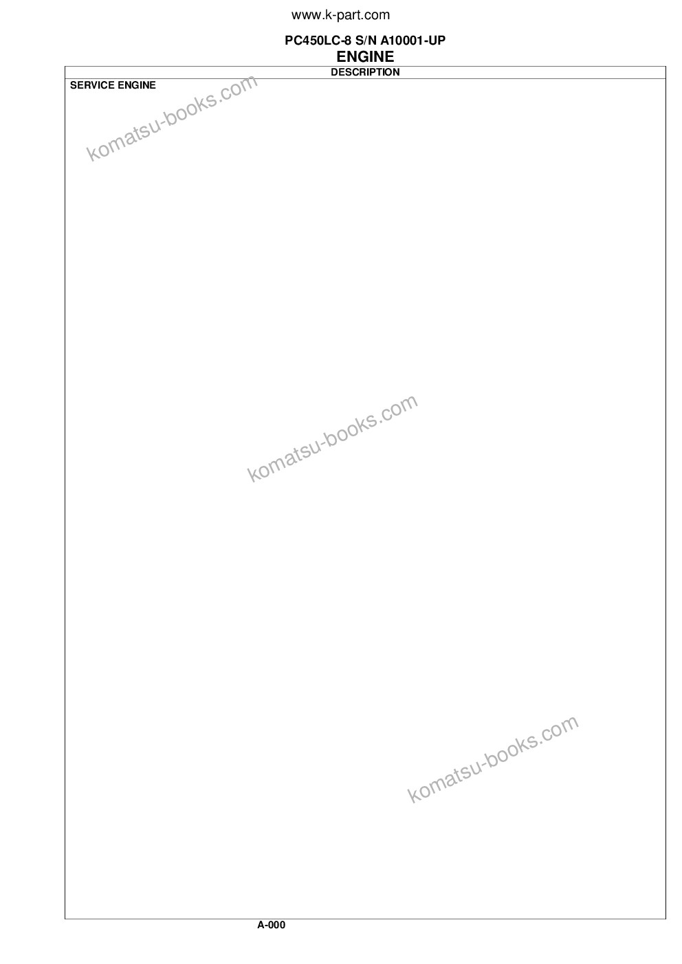Komatsu pc450lc-8 s/n a10001-up Parts catalog cover Page 3 Komatsu pc450lc-8 s/n a10001-up Parts catalog cover Page 3