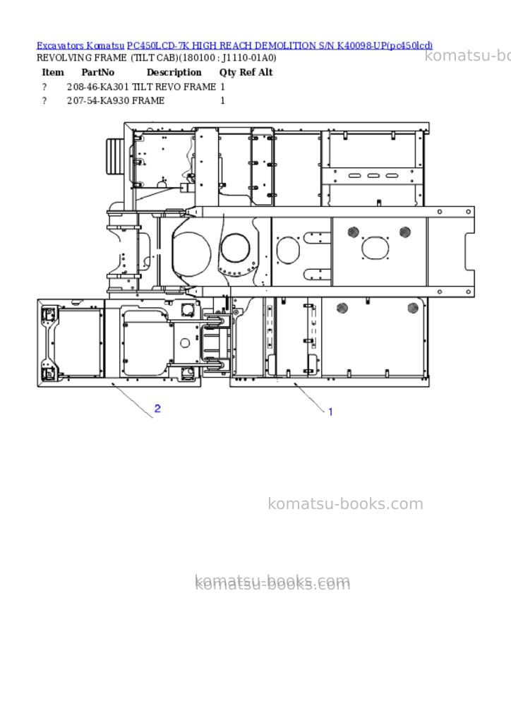 Komatsu pc450lcd-7k high reach demolition s/n k40098-up Parts catalog cover Page 2