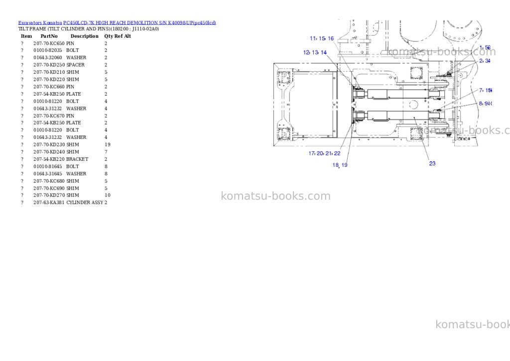 Komatsu pc450lcd-7k high reach demolition s/n k40098-up Parts catalog cover Page 3
