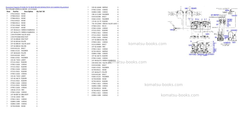 Komatsu pc450lcd-7k high reach demolition s/n k40098-up Parts catalog cover Page 4