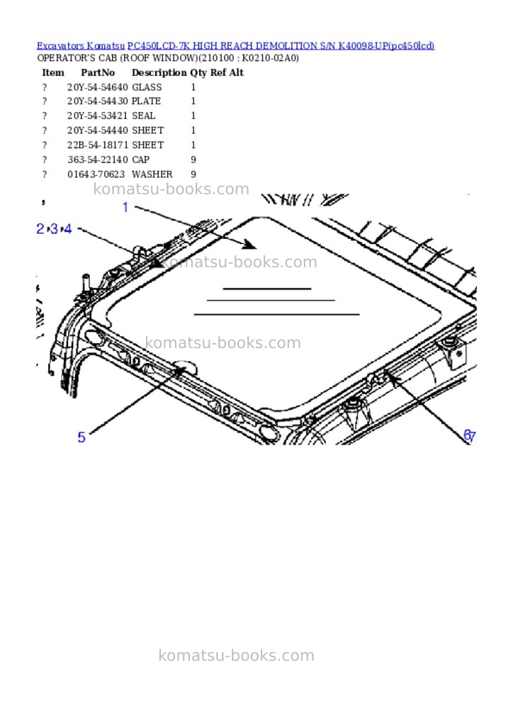 Komatsu pc450lcd-7k high reach demolition s/n k40098-up Parts catalog cover Page 6