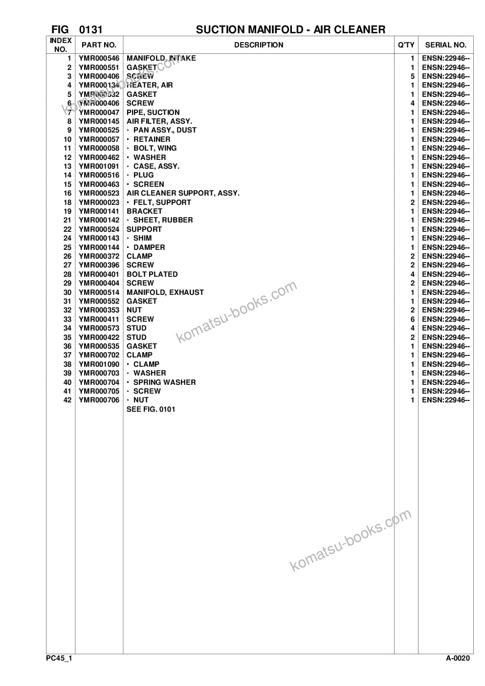 Komatsu pc45-1 s/n f1001-up Ersatzteilkatalog Titelseite Seite 6