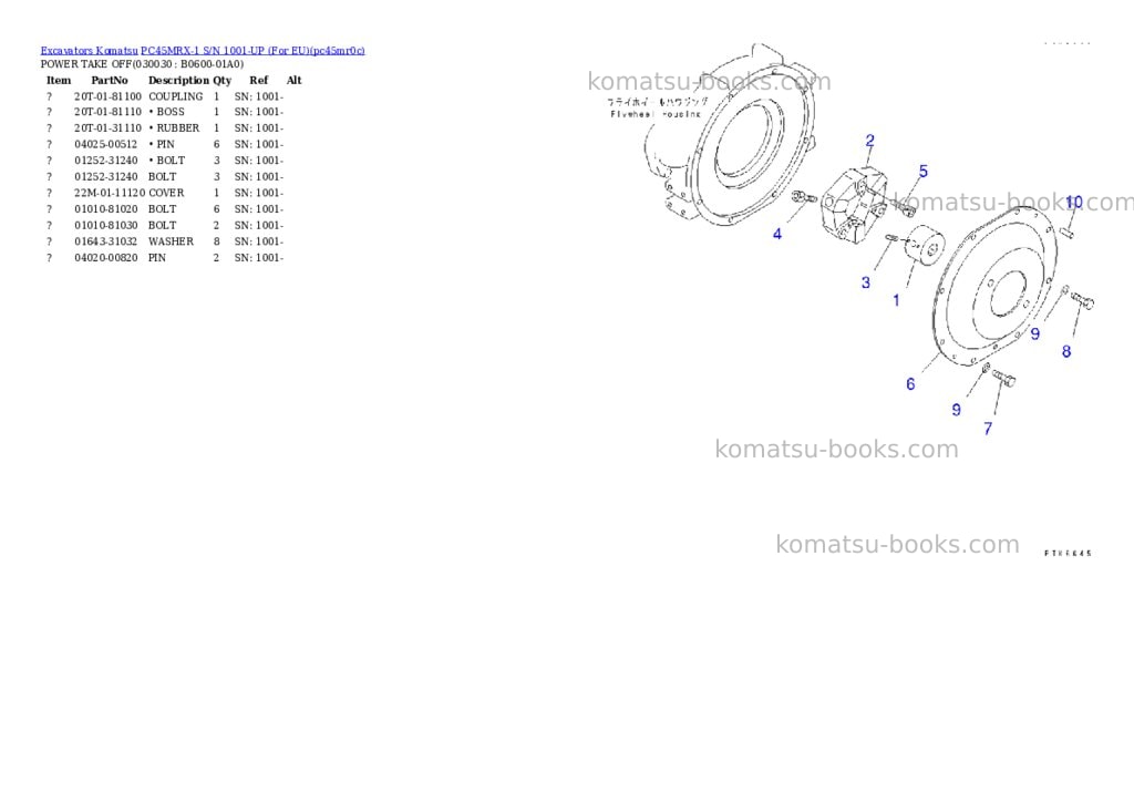 Komatsu pc45mrx-1 s/n 1001-up for eu Parts catalog cover Page 2 Komatsu pc45mrx-1 s/n 1001-up for eu Parts catalog cover Page 2