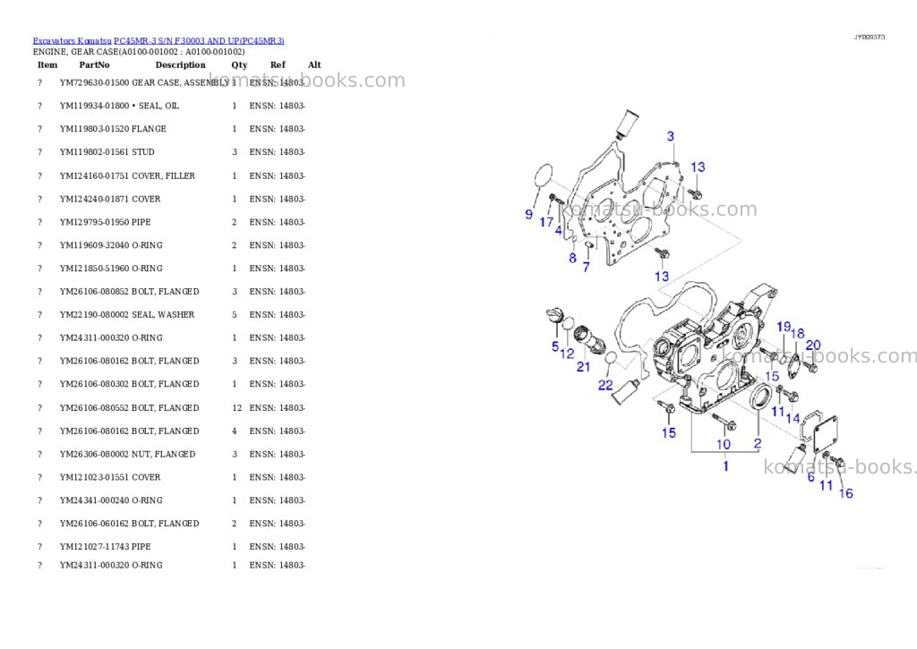 Komatsu PC45MR-3 S/N F30003 AND UP Parts catalog cover