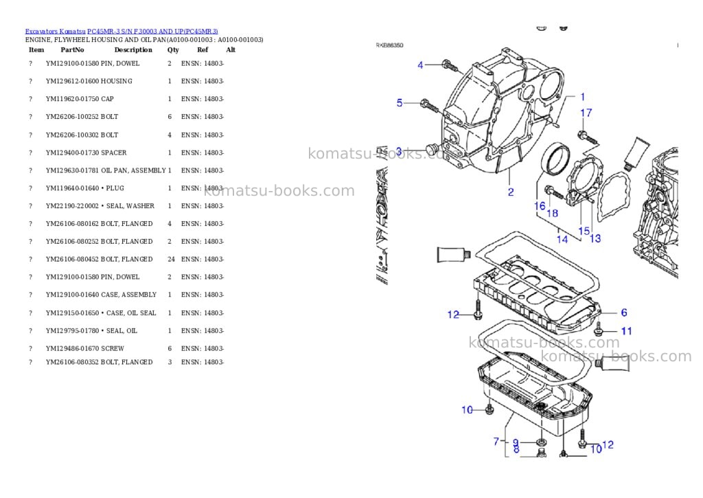 Komatsu PC45MR-3 S/N F30003 AND UP Parts catalog cover Page 2