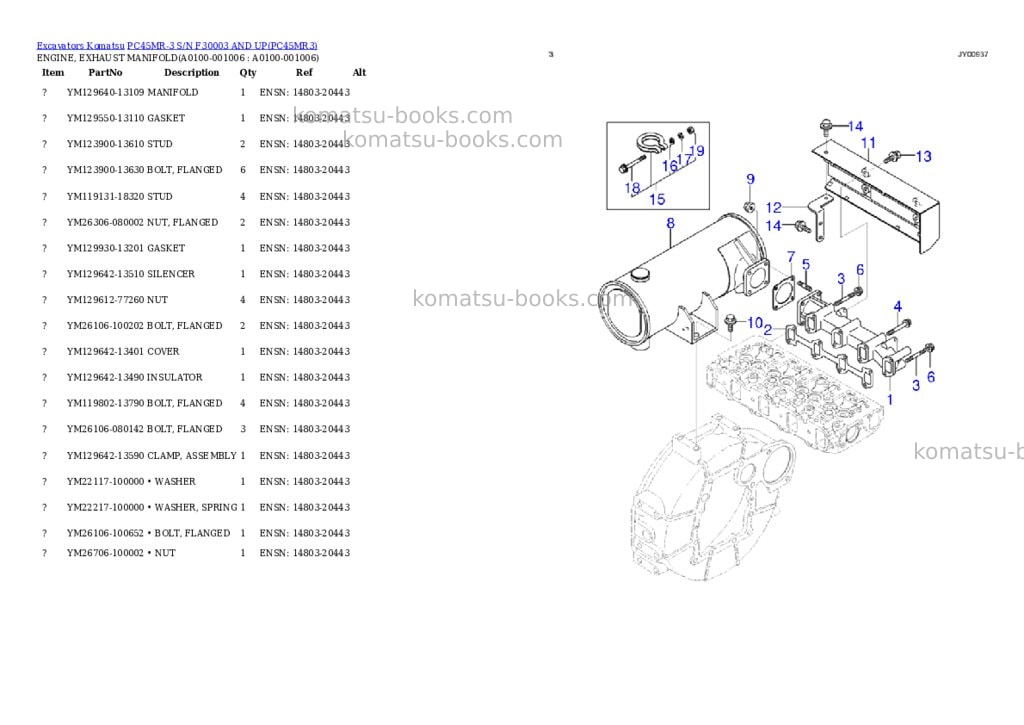 Komatsu PC45MR-3 S/N F30003 AND UP Parts catalog cover Page 6