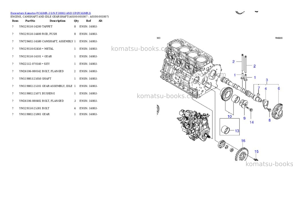 Komatsu PC45MR-3 S/N F30003 AND UP Parts catalog cover Page 8