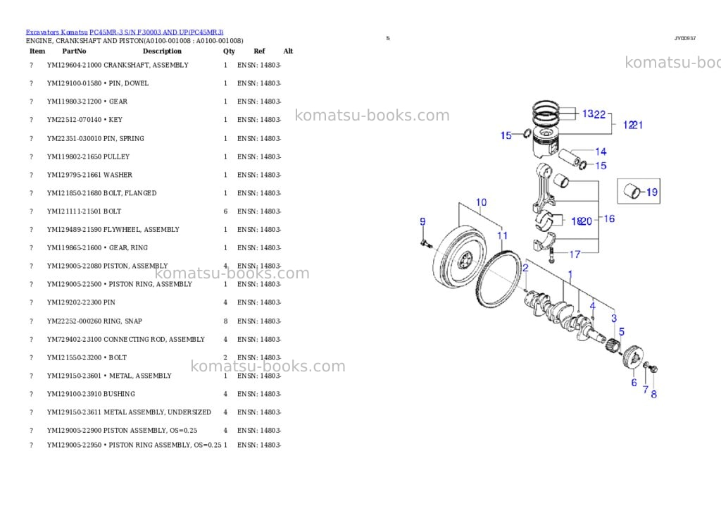 Komatsu PC45MR-3 S/N F30003 AND UP Parts catalog cover Page 9