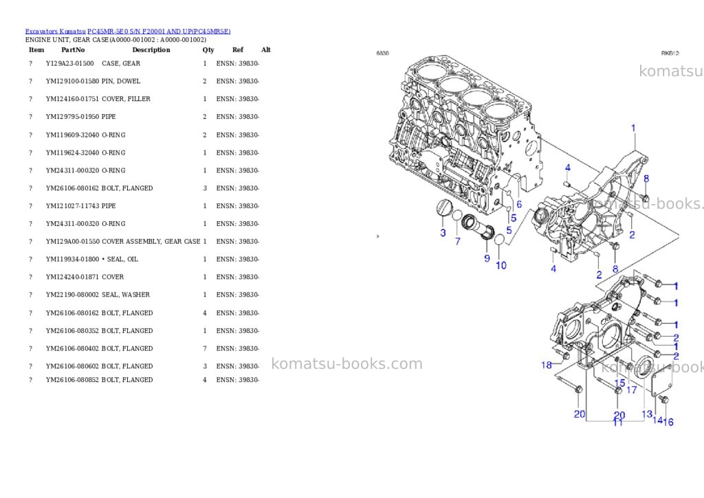 Komatsu PC45MR-5E0 S/N F20001 AND UP Parts catalog cover