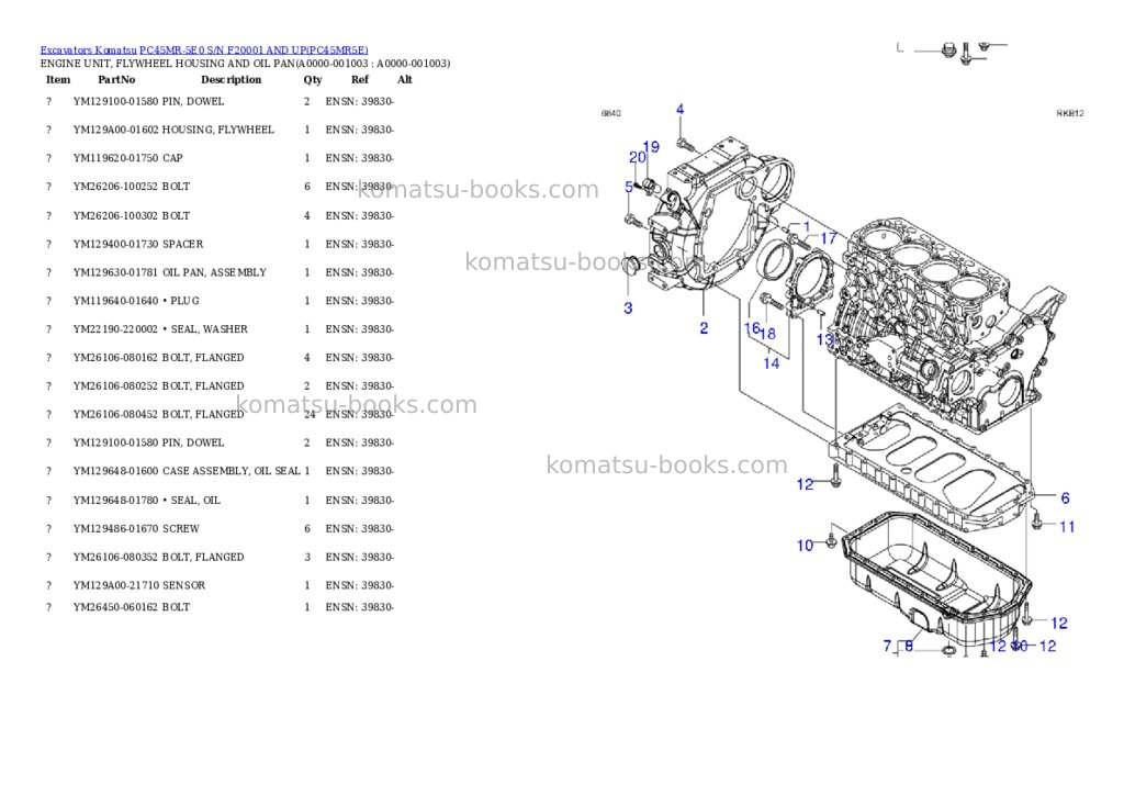 Komatsu PC45MR-5E0 S/N F20001 AND UP Parts catalog cover Page 2