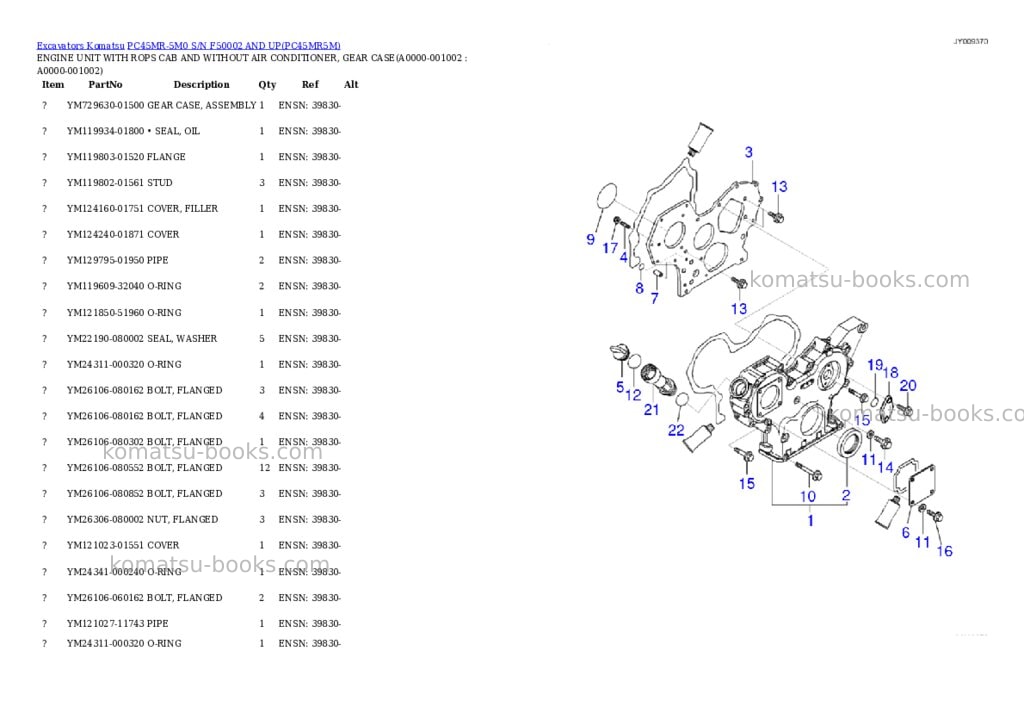 Komatsu pc45mr-5m0 s/n f50002 and up Parts catalog cover Komatsu pc45mr-5m0 s/n f50002 and up Parts catalog cover