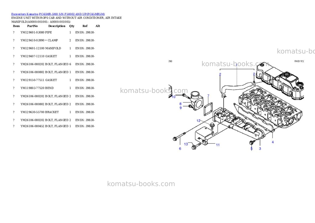 Komatsu pc45mr-5m0 s/n f50002 and up Parts catalog cover Page 4 Komatsu pc45mr-5m0 s/n f50002 and up Parts catalog cover Page 4