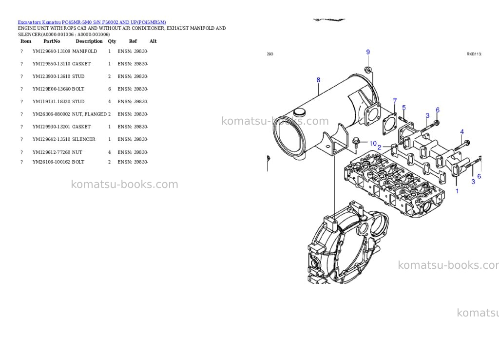 Komatsu pc45mr-5m0 s/n f50002 and up Parts catalog cover Page 5 Komatsu pc45mr-5m0 s/n f50002 and up Parts catalog cover Page 5