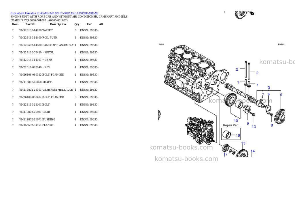 Komatsu pc45mr-5m0 s/n f50002 and up Parts catalog cover Page 6 Komatsu pc45mr-5m0 s/n f50002 and up Parts catalog cover Page 6