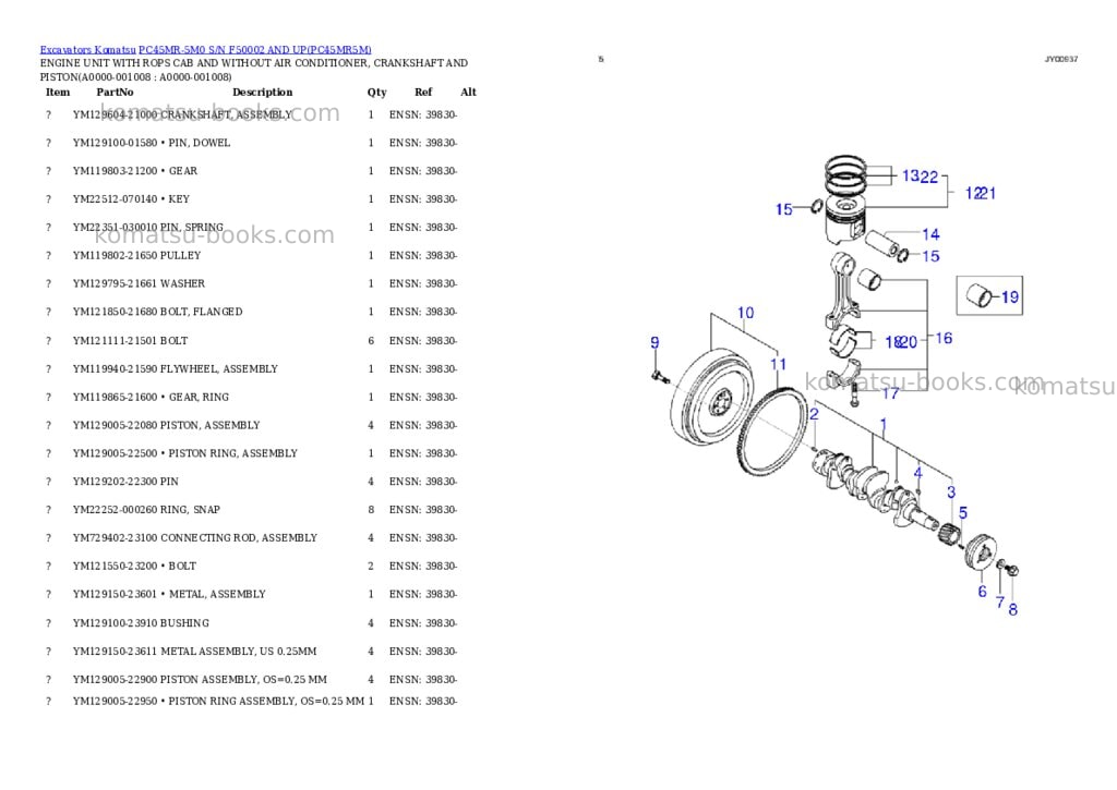 Komatsu pc45mr-5m0 s/n f50002 and up Parts catalog cover Page 7 Komatsu pc45mr-5m0 s/n f50002 and up Parts catalog cover Page 7