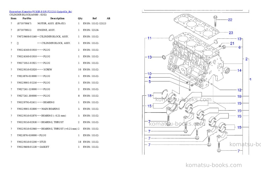 Komatsu pc45r-8 s/n f21251-up Parts catalog cover Page 7 Komatsu pc45r-8 s/n f21251-up Parts catalog cover Page 7