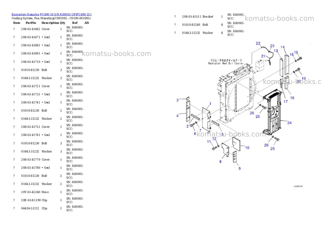 Komatsu pc490-10 s/n k60001-up Parts catalog cover Page 10 Komatsu pc490-10 s/n k60001-up Parts catalog cover Page 10