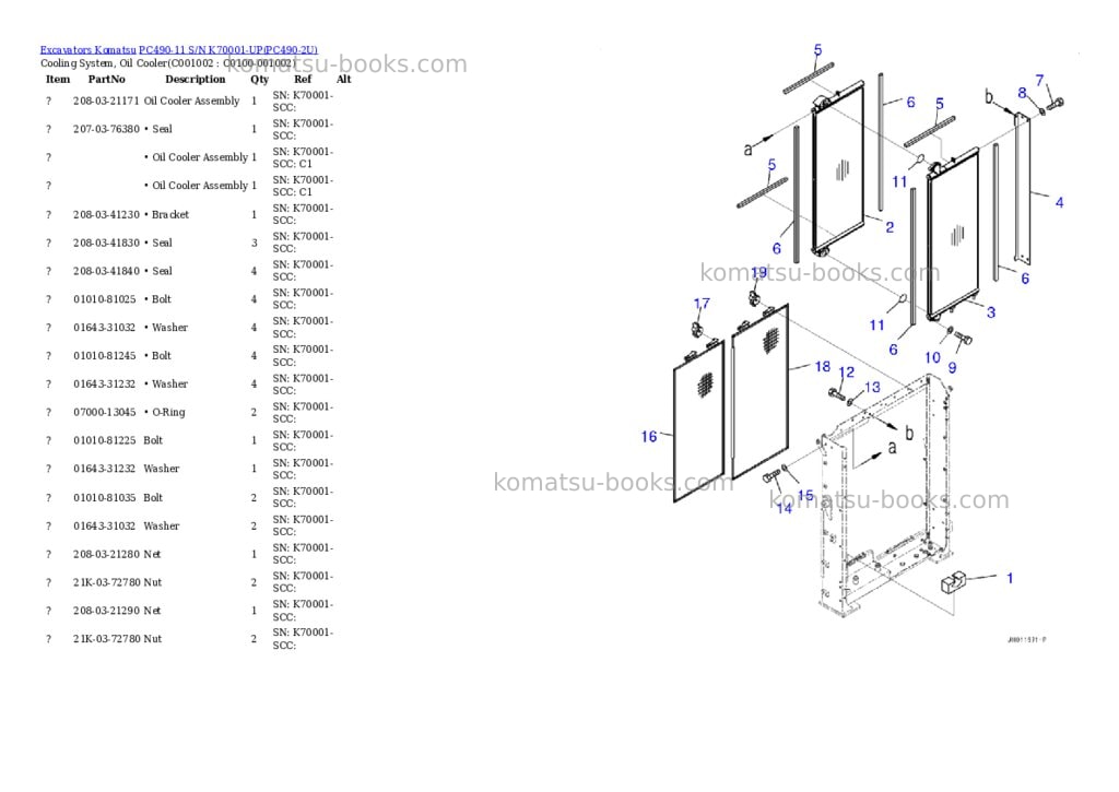 Komatsu pc490-11 s/n k70001-up Parts catalog cover Page 10 Komatsu pc490-11 s/n k70001-up Parts catalog cover Page 10