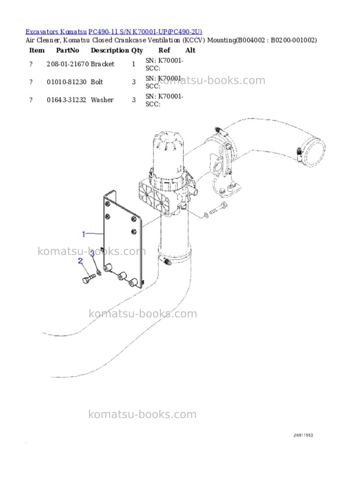 Komatsu pc490-11 s/n k70001-up Parts catalog cover Page 4 Komatsu pc490-11 s/n k70001-up Parts catalog cover Page 4