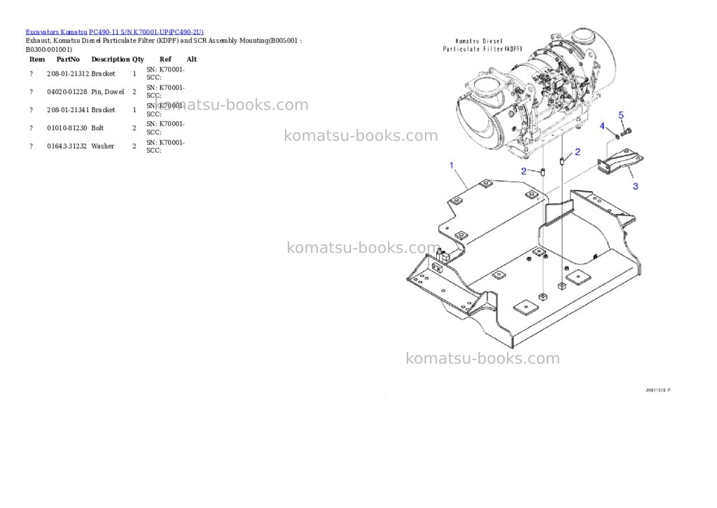 Komatsu pc490-11 s/n k70001-up Parts catalog cover Page 5 Komatsu pc490-11 s/n k70001-up Parts catalog cover Page 5
