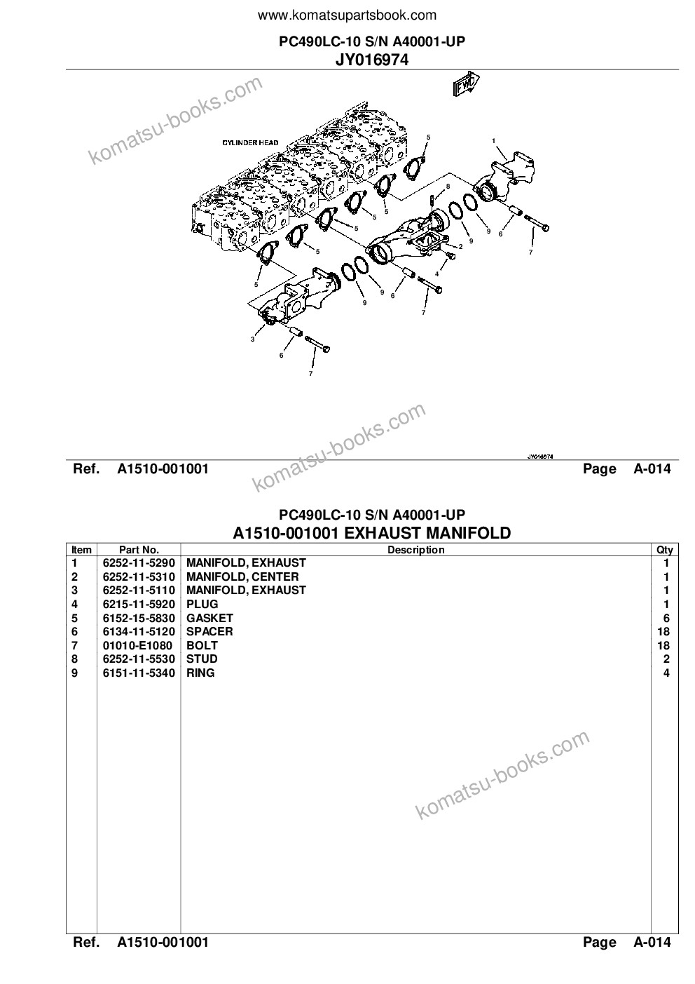 Komatsu pc490lc-10 s/n a40001-up Parts catalog cover Page 10 Komatsu pc490lc-10 s/n a40001-up Parts catalog cover Page 10