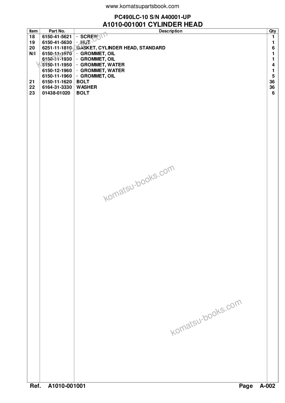 Komatsu pc490lc-10 s/n a40001-up Parts catalog cover Page 5 Komatsu pc490lc-10 s/n a40001-up Parts catalog cover Page 5