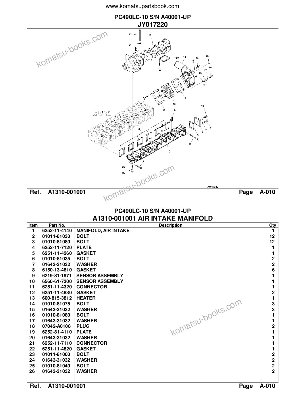 Komatsu pc490lc-10 s/n a40001-up Parts catalog cover Page 8 Komatsu pc490lc-10 s/n a40001-up Parts catalog cover Page 8