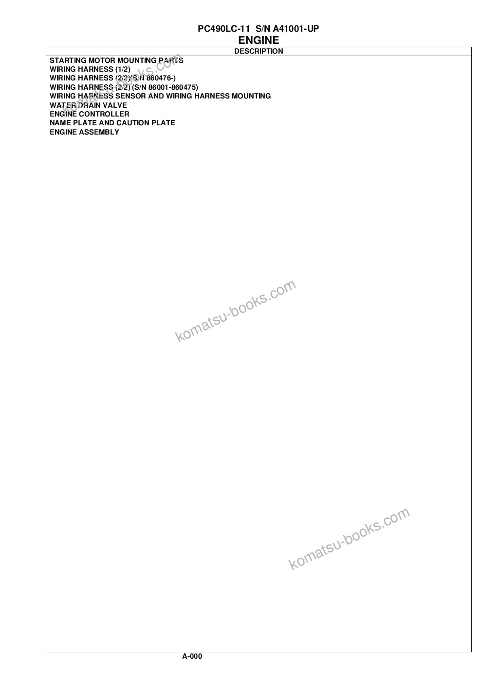 Komatsu pc490lc-11 s/n a41001-up Parts catalog cover Page 3 Komatsu pc490lc-11 s/n a41001-up Parts catalog cover Page 3