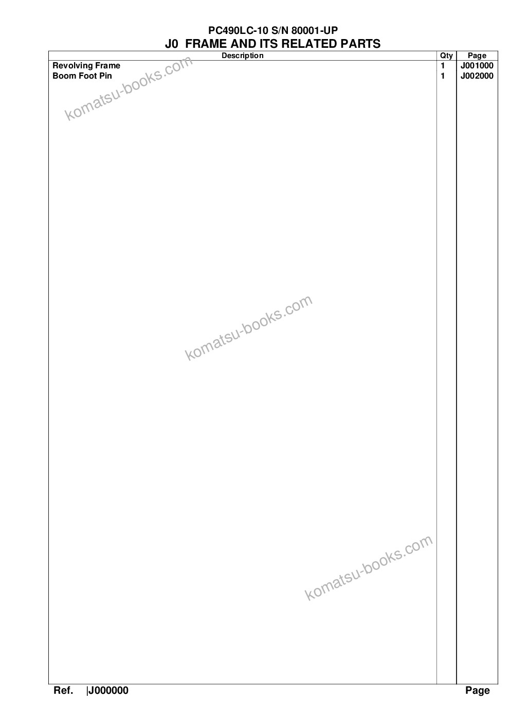 Komatsu pc490lc-10 s/n 80001-up Parts catalog cover Page 7 Komatsu pc490lc-10 s/n 80001-up Parts catalog cover Page 7