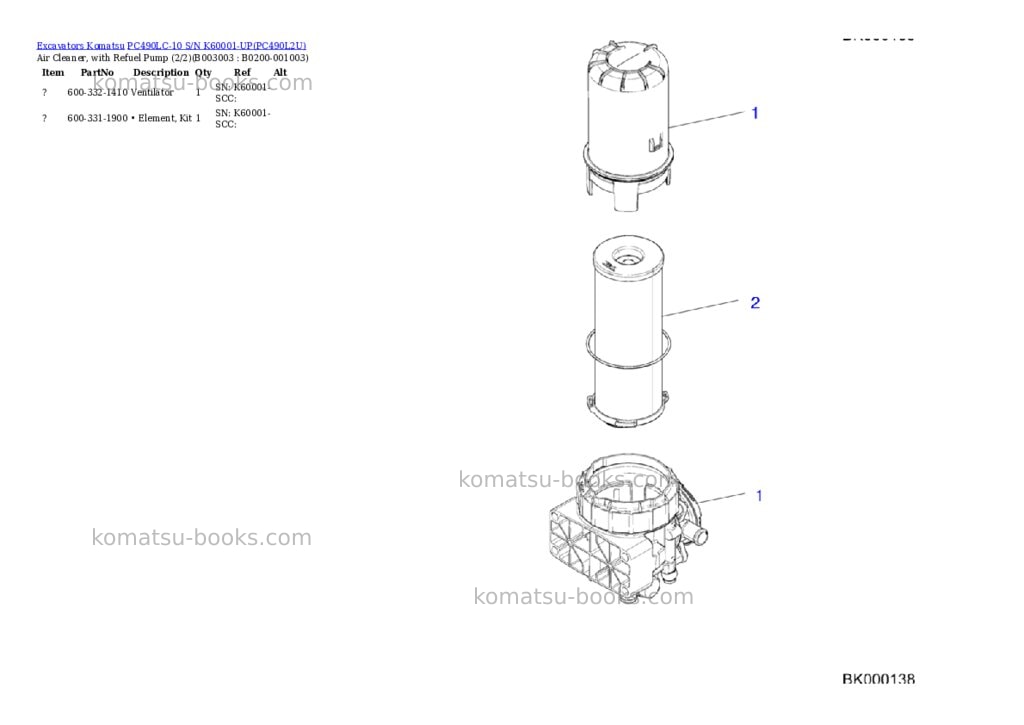 Komatsu pc490lc-10 s/n k60001-up Parts catalog cover Page 4 Komatsu pc490lc-10 s/n k60001-up Parts catalog cover Page 4