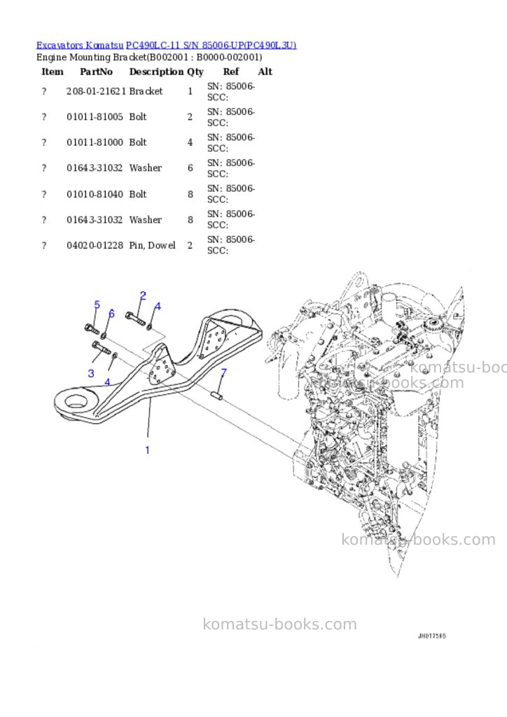 Komatsu pc490lc-11 s/n 85006-up Parts catalog cover Komatsu pc490lc-11 s/n 85006-up Parts catalog cover