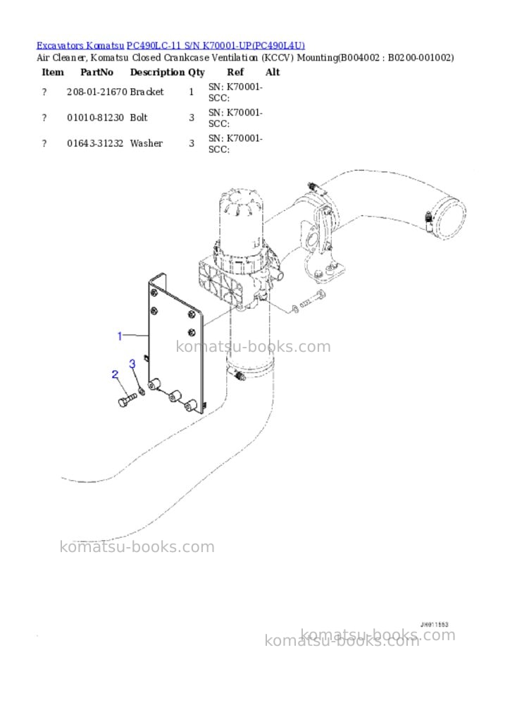Komatsu pc490lc-11 s/n k70001-up Parts catalog cover Page 4 Komatsu pc490lc-11 s/n k70001-up Parts catalog cover Page 4