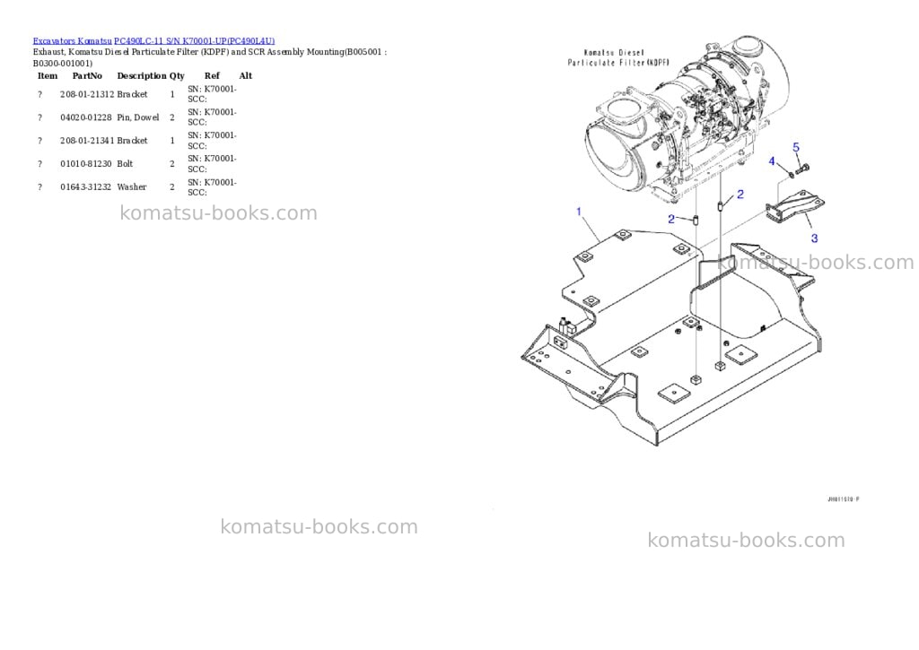 Komatsu pc490lc-11 s/n k70001-up Parts catalog cover Page 5 Komatsu pc490lc-11 s/n k70001-up Parts catalog cover Page 5
