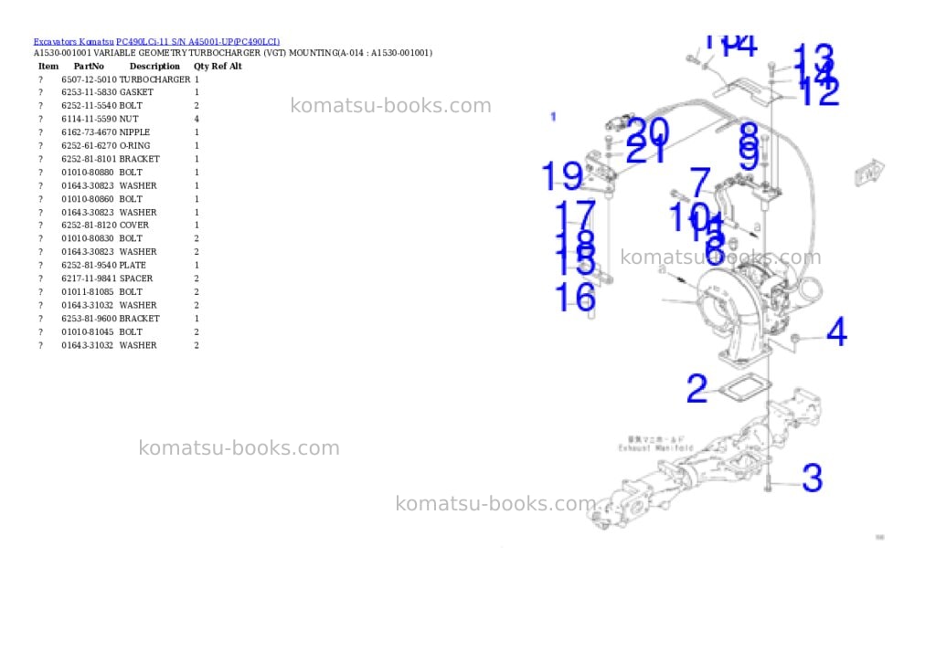 Komatsu pc490lci-11 s/n a45001-up Parts catalog cover Komatsu pc490lci-11 s/n a45001-up Parts catalog cover