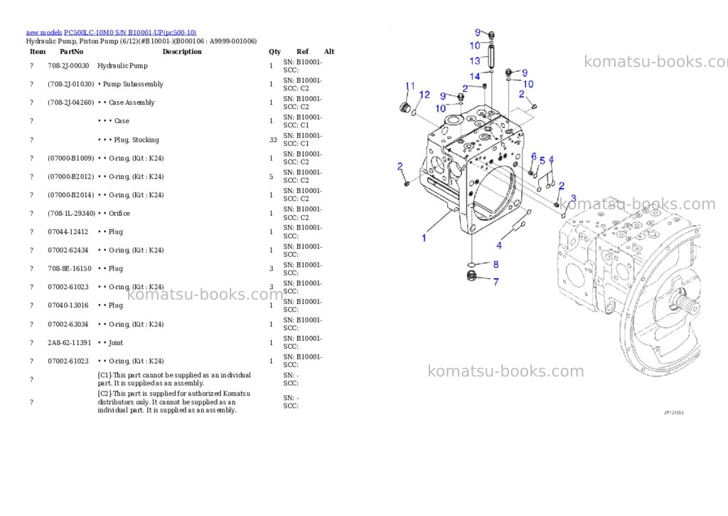 Komatsu PC500LC-10M0 S/N B10001-UP Parts catalog cover Page 6 Komatsu PC500LC-10M0 S/N B10001-UP Parts catalog cover Page 6